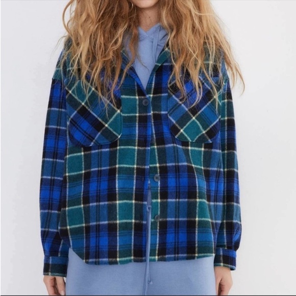 Zara Oversized Plaid Button Down Overshirt/Flannel - Picture 1 of 7